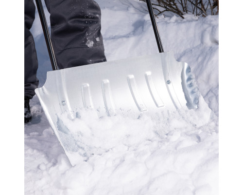 Движок для уборки снега оцинкованный, 750х420х1120 мм, усиленный, стальная рукоятка,Россия, Сибртех
