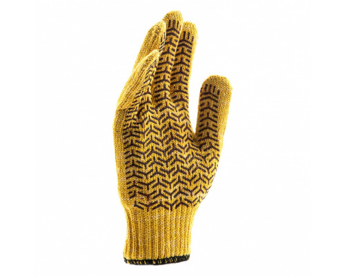 Перчатки трикотажные усиленные, гелевое ПВХ-покрытие, 7 класс, желтые Россия Сибртех