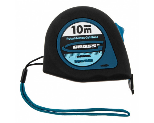 Рулетка "Ergonomisch",10 м x 25 мм,магнитный обрезиненный зацеп Gross