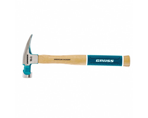 Молоток-гвоздодер, 450 г, угол 75, магнит, обрезиненная рукоятка American hickory GROSS