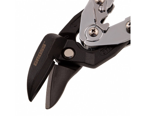 Ножницы по металлу "Piranha", усиленные, 255 мм, прямой и правый рез, сталь СrMo, двухкомпонентные рукоятки Gross