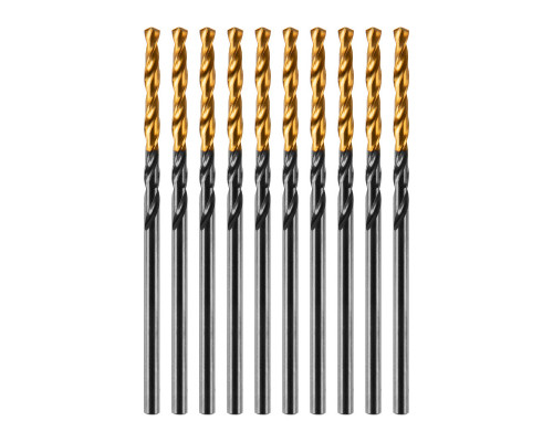 Сверло по металлу, 2 мм, HSS-Tin, Golden Tip, 10 шт. Denzel