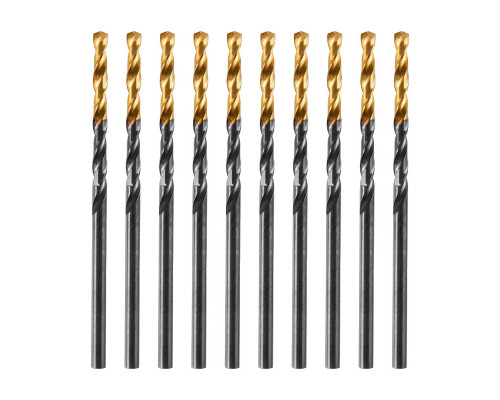Сверло по металлу, 2,5 мм, HSS-Tin, Golden Tip, 10 шт. Denzel