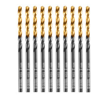Сверло по металлу, 3 мм, HSS-Tin, Golden Tip, 10 шт. Denzel
