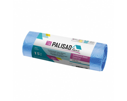 Пакеты для мусора с завязками 35 л x 15 шт. синие, Home Palisad Пакеты для мусора с завязками 35 л x 15 шт. синие, Home Palisad