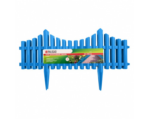 Забор декоративный "Гибкий", 24 х 300 см, голубой, Россия, Palisad