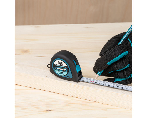Рулетка "Ergonomisch",3 м x 16 мм,магнитный обрезиненный зацеп Gross