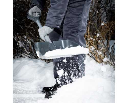 Лопата для уборки снега пластиковая, 270 х 310 х 890 мм, стальной черенок, алюминиевая планка, Palisad