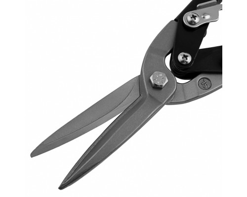 Ножницы по металлу, удлиненные, 285 мм, пряморежущие, двухкомпонентные обрезиненные рукоятки Сибртех