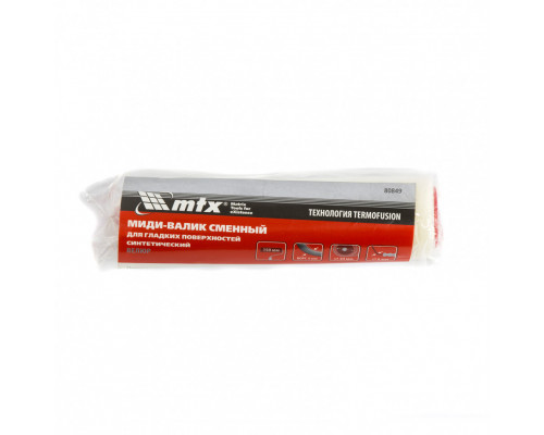 Миди-валик сменный для гладких поверхностей синтетический, 150 мм, ворс 4 мм, D 30 мм, D ручки 6 мм, велюр MTX