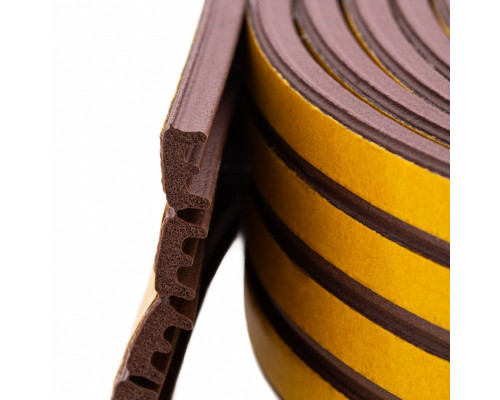 Уплотнитель резиновый, 12 м, профиль "E", коричневый Сибртех