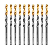 Сверло по металлу, 4,5 мм, HSS-Tin, Golden Tip, 10 шт. Denzel
